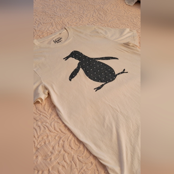 Original Penguin White T-shirt Blue with White Polka Dots - Picture 4 of 5